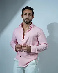 Stylish Pink Cotton Blend Casual Shirt For Men-thumb1