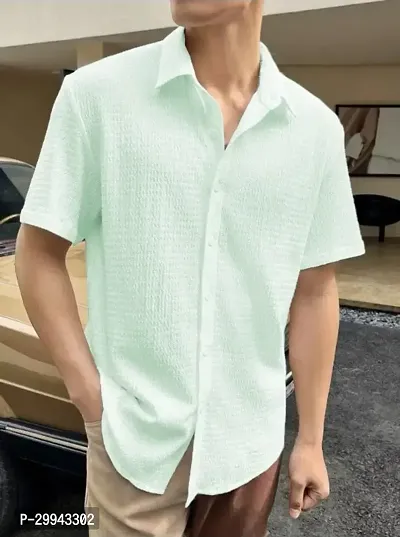 Stylish Green Cotton Blend Casual Shirt For Men