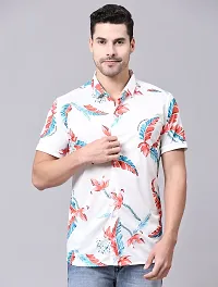 Stylish White Cotton Spandex Casual Shirt For Men-thumb3