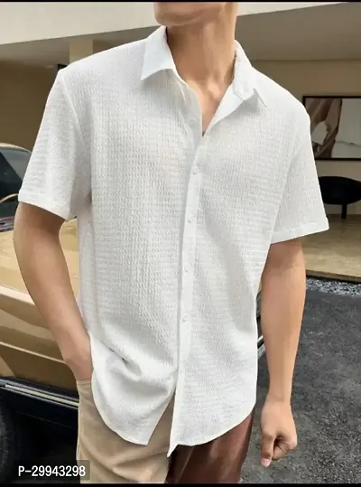 Stylish White Cotton Blend Casual Shirt For Men-thumb4