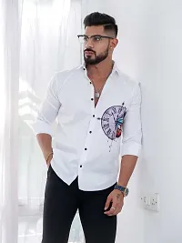 Stylish White Cotton Casual Shirt For Men-thumb2