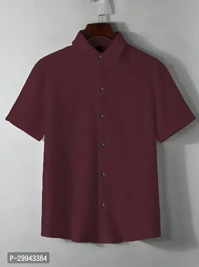 Stylish Maroon Cotton Casual Shirt For Men-thumb0