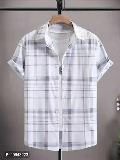 Stylish White Lyocell Casual Shirt For Men-thumb0