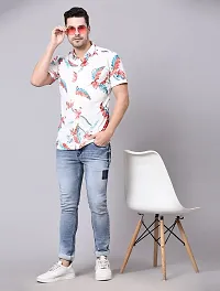 Stylish White Cotton Spandex Casual Shirt For Men-thumb2