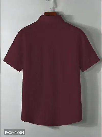 Stylish Maroon Cotton Casual Shirt For Men-thumb2