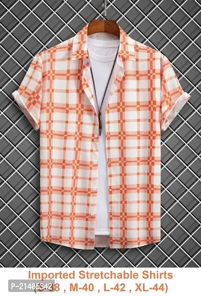 Men Regular Fit Checkered Spread Collar Casual Shirt-thumb0