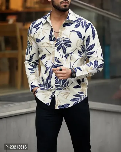 Men Regular Fit Floral Print Spread Collar Casual Shirt-thumb0