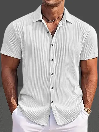 Comfortable Cotton Blend Short Sleeves Casual Shirt 