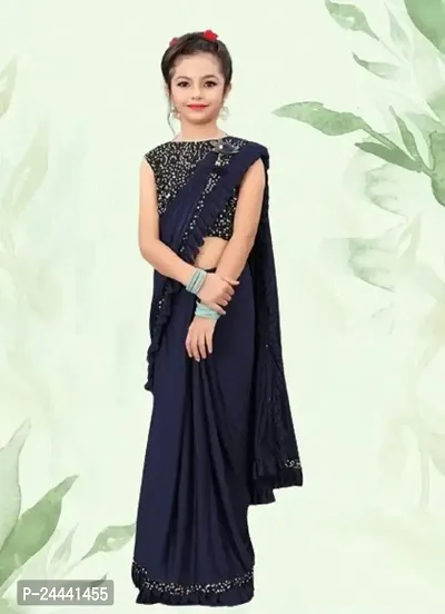 Buy Shrithi Fashion Fab Kids Shimmer Kali Sarees Party Blue with Unstitched  Blouse online