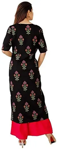 Krati Creations Women's Cotton Printed Shrug Pattern Calf Length Kurta,Palazzo Set Black and Pink-thumb5