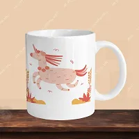 Premium 330ml Ceramic White Coffee Mug - unicorn pink- Single  Pack-thumb2