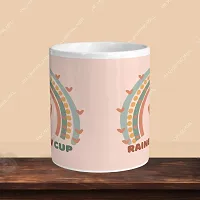 Premium 330ml Ceramic White Coffee Mug - rainbow cup- Single  Pack-thumb1