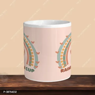 Premium 330ml Ceramic White Coffee Mug - rainbow cup- Single  Pack-thumb2