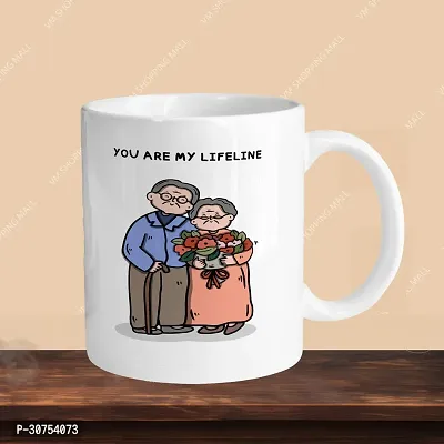 Premium 330ml Ceramic White Coffee Mug - you are my lifeline - Single Pack-thumb3