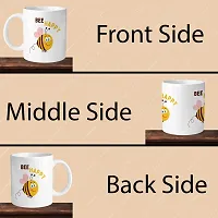 Premium 330ml Ceramic White Coffee Mug - be happy- Single  Pack-thumb3