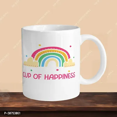 Premium 330ml Ceramic White Coffee Mug - cup of happiness - Single Pack-thumb3