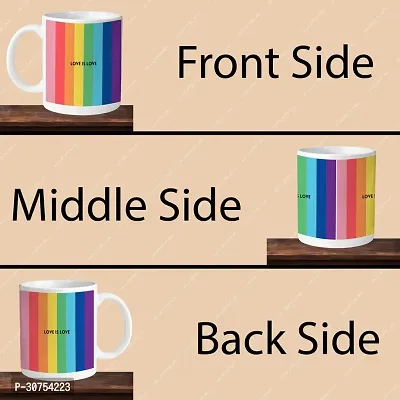 Premium 330ml Ceramic White Coffee Mug - love is love rainbow - Single Pack-thumb4