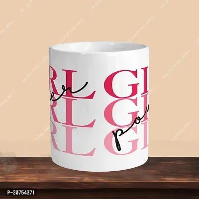 Premium 330ml Ceramic White Coffee Mug - girl power- Single  Pack-thumb2