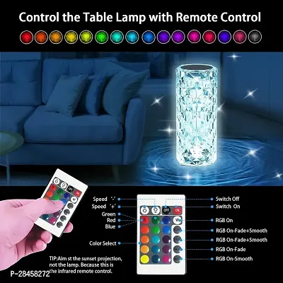 Crystal Rose Table Lamp 16 Colour LED Night Lights for Room Decoration with USB Cable  Remite-thumb2