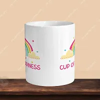 Premium 330ml Ceramic White Coffee Mug - cup of happiness rainbow - Single Pack-thumb1