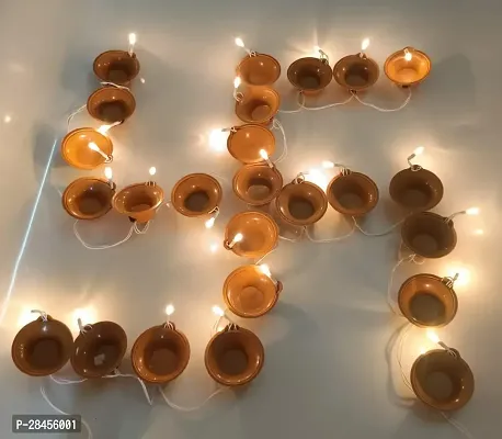 18 Plastic Diya 3 Meter  (Warm White, Brown)