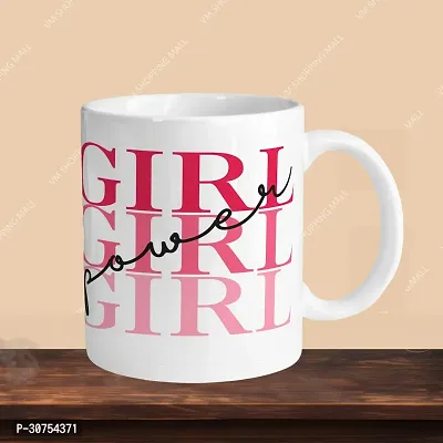 Premium 330ml Ceramic White Coffee Mug - girl power- Single  Pack-thumb3