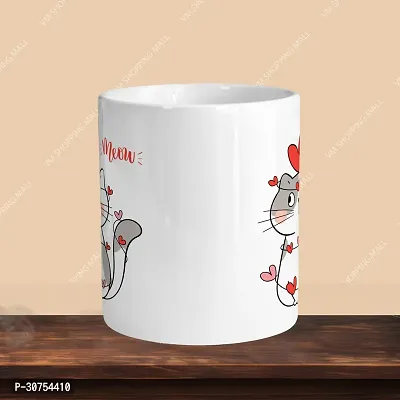 Premium 330ml Ceramic White Coffee Mug - cat meow- Single  Pack-thumb2