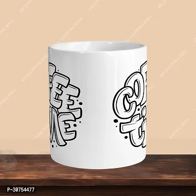 Premium 330ml Ceramic White Coffee Mug - coffee time 01 - Single Pack-thumb2