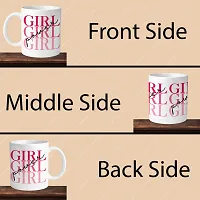 Premium 330ml Ceramic White Coffee Mug - girl power- Single  Pack-thumb3