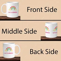 Premium 330ml Ceramic White Coffee Mug - cup of happiness rainbow - Single Pack-thumb3