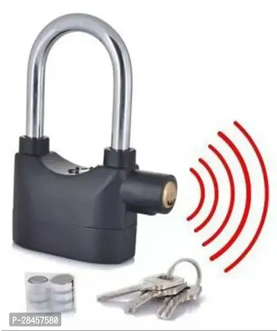 Alarm Security Lock with Motion Sensor and 3 Keys, Metallic finish (Black)