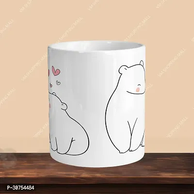 Premium 330ml Ceramic White Coffee Mug - bear- Single  Pack-thumb2