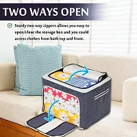 Steel frame Double Opening Zipped Storage Organiser bag with Window Folding Bag -Under Bed Closet Wardrobe Box(MuticolorDesigns) (66 LTR, 1 piece),-thumb1