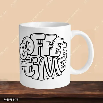 Premium 330ml Ceramic White Coffee Mug - coffee time 01 - Single Pack-thumb3