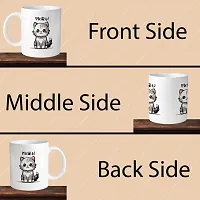 Premium 330ml Ceramic White Coffee Mug - meow cat- Single  Pack-thumb3