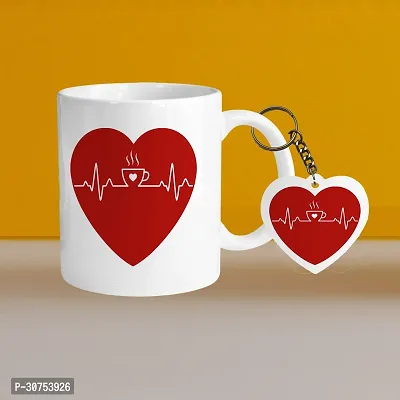 Premium 330ml Ceramic White Coffee Mug - coffee lover 01 - WithHeart Keychain-thumb0