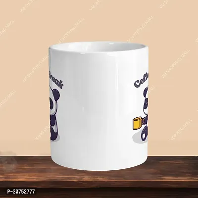 Premium 330ml Ceramic White Coffee Mug - coffee break- Single  Pack-thumb2