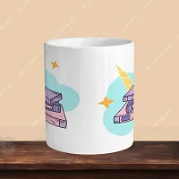 Premium 330ml Ceramic White Coffee Mug - unicorn book- Single  Pack-thumb1