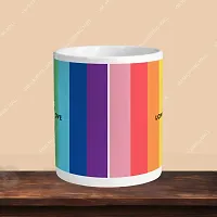 Premium 330ml Ceramic White Coffee Mug - love is love rainbow - Single Pack-thumb1