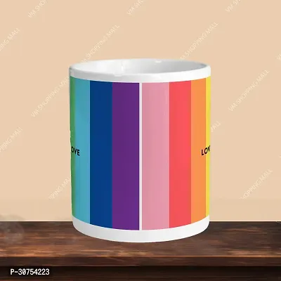 Premium 330ml Ceramic White Coffee Mug - love is love rainbow - Single Pack-thumb2