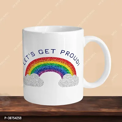 Premium 330ml Ceramic White Coffee Mug - lets get proud - Single Pack-thumb3