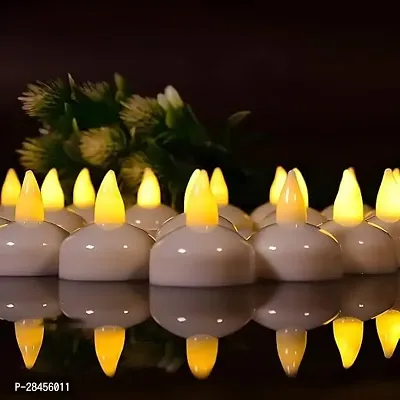 Acrylic Flameless And Smokeless Decorative Candle (Pack of 12, Yellow, 2 Cm)-thumb0