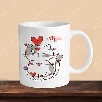 Premium 330ml Ceramic White Coffee Mug - cat meow- Single  Pack-thumb2