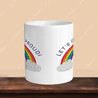 Premium 330ml Ceramic White Coffee Mug - lets get proud - Single Pack-thumb1