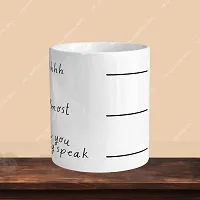 Premium 330ml Ceramic White Coffee Mug - shhh- Single  Pack-thumb1