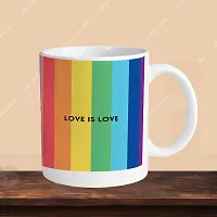 Premium 330ml Ceramic White Coffee Mug - love is love rainbow - Single Pack-thumb2