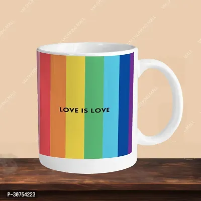 Premium 330ml Ceramic White Coffee Mug - love is love rainbow - Single Pack-thumb3