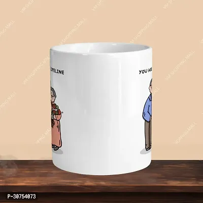 Premium 330ml Ceramic White Coffee Mug - you are my lifeline - Single Pack-thumb2