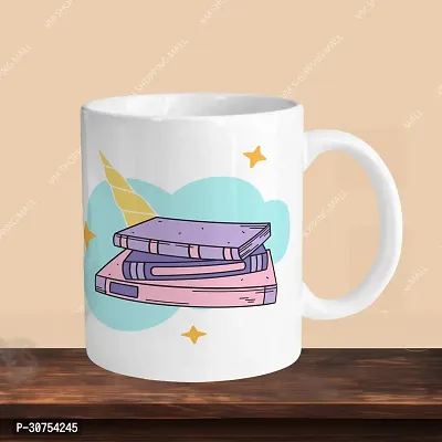 Premium 330ml Ceramic White Coffee Mug - unicorn book- Single  Pack-thumb3