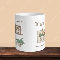 Premium 330ml Ceramic White Coffee Mug - frames- Single  Pack-thumb1